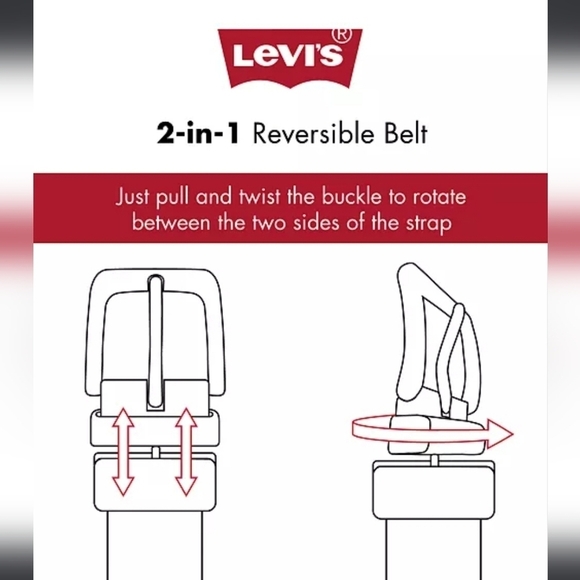 Levi's Men's Reversible Black/Brown Coated Leather Belt - Size XL 42-44 - Picture 10 of 10